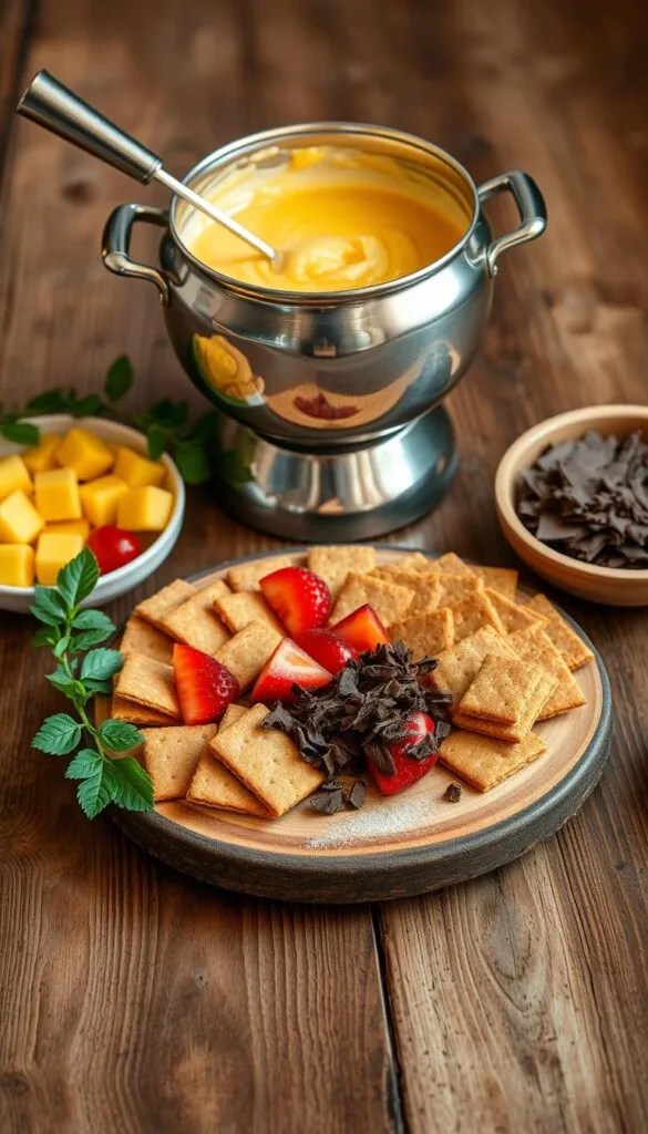 cheesecake fondue setup