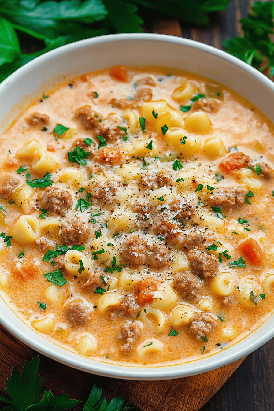 creamy parmesan italian sausage ditalini soup