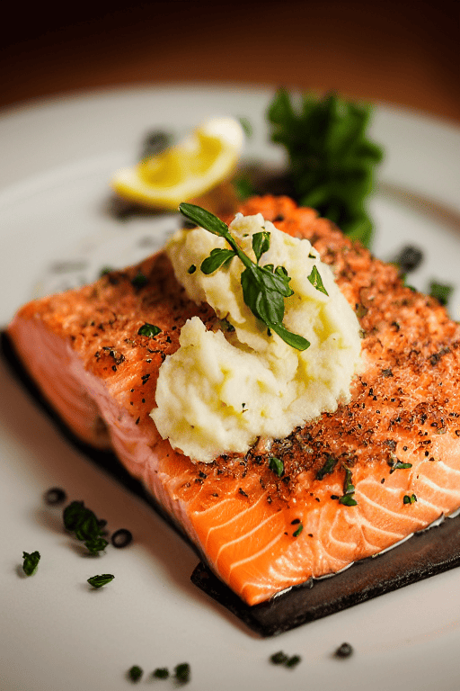 salmon and mashed potatoes