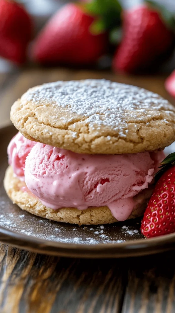 strawberry ice cream sandwich