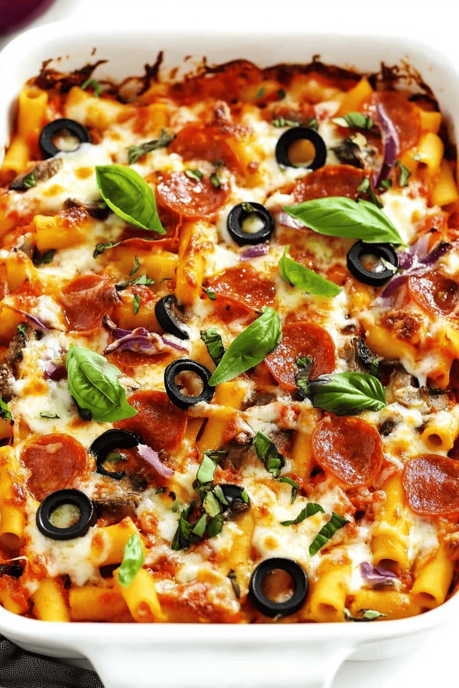 Pizza baked ziti with ricotta