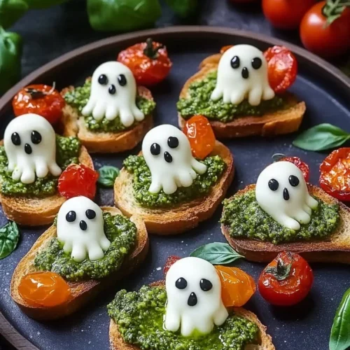 Caprese Crostini Ghosts