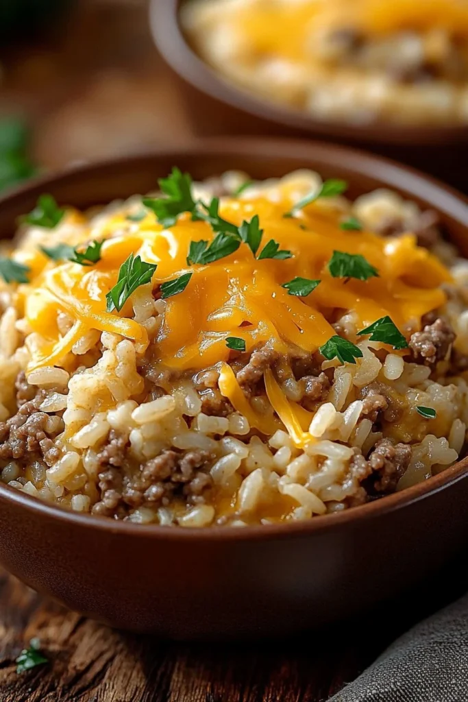 Cheesy Hamburger Rice Casserole