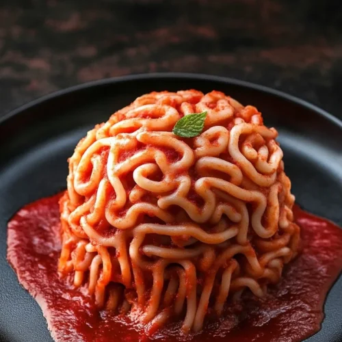 Creepy Spaghetti Brain Bake