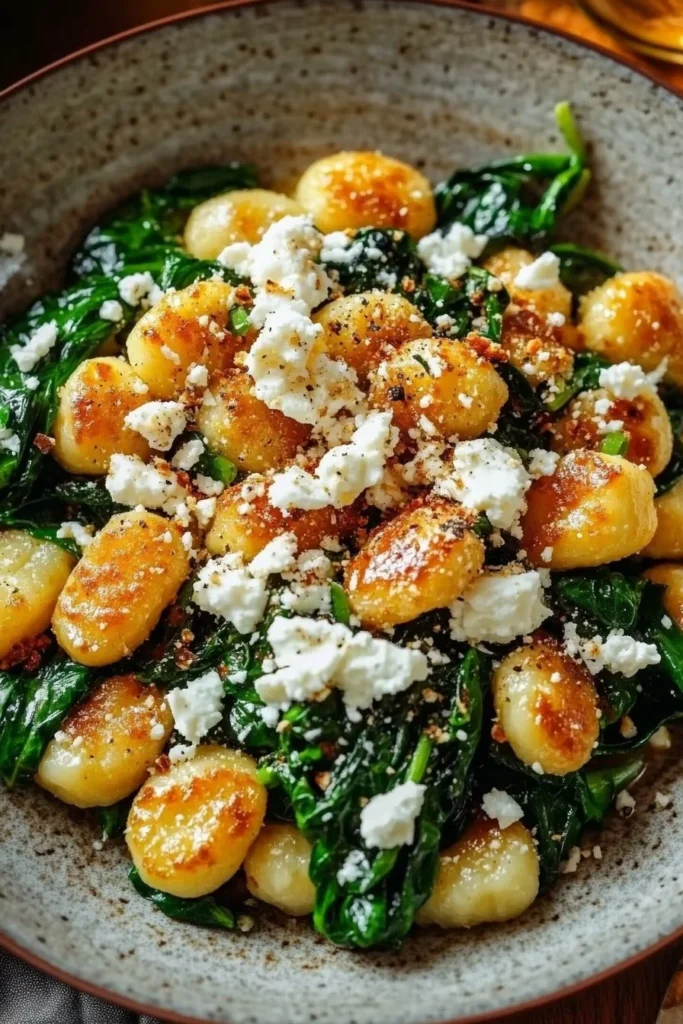 Crispy Gnocchi With Spinach And Feta