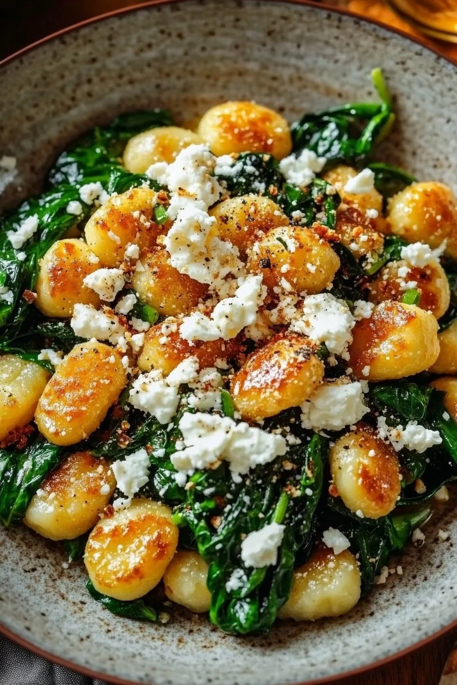 Crispy Gnocchi With Spinach And Feta