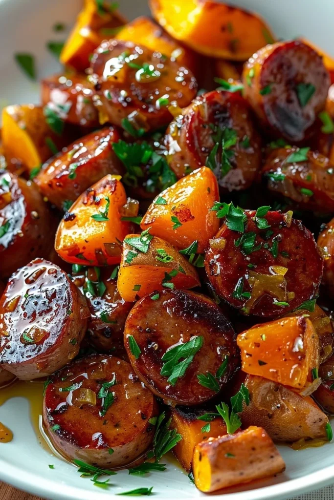 Honey Garlic Sausage with Sweet Potatoes