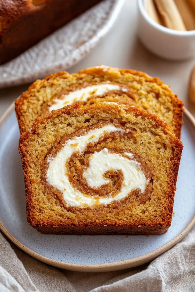 Pumpkin Bread with Cream Cheese Swirl