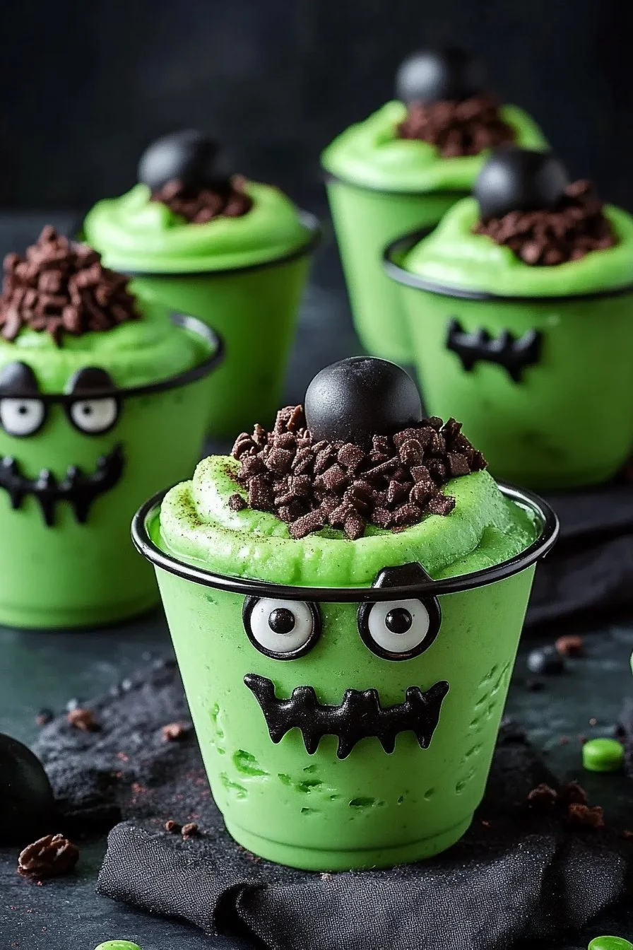 Spooky Frankenstein Pudding Cups