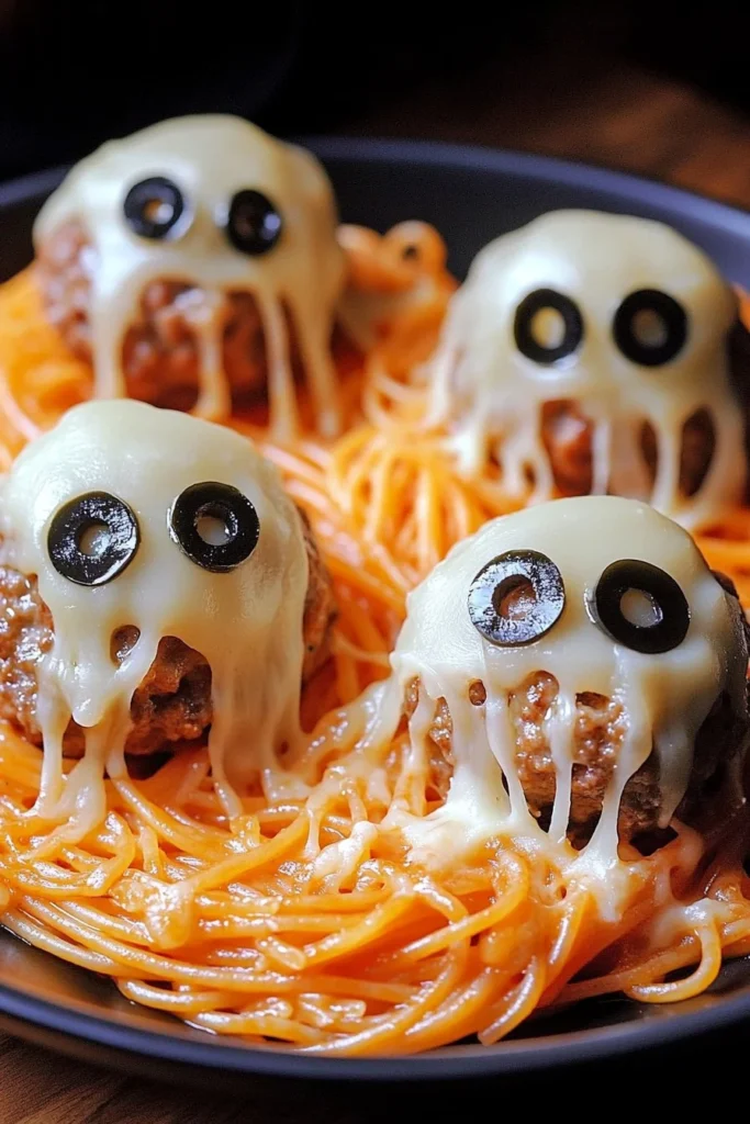 spaghetti and cheese stuffed meatballs