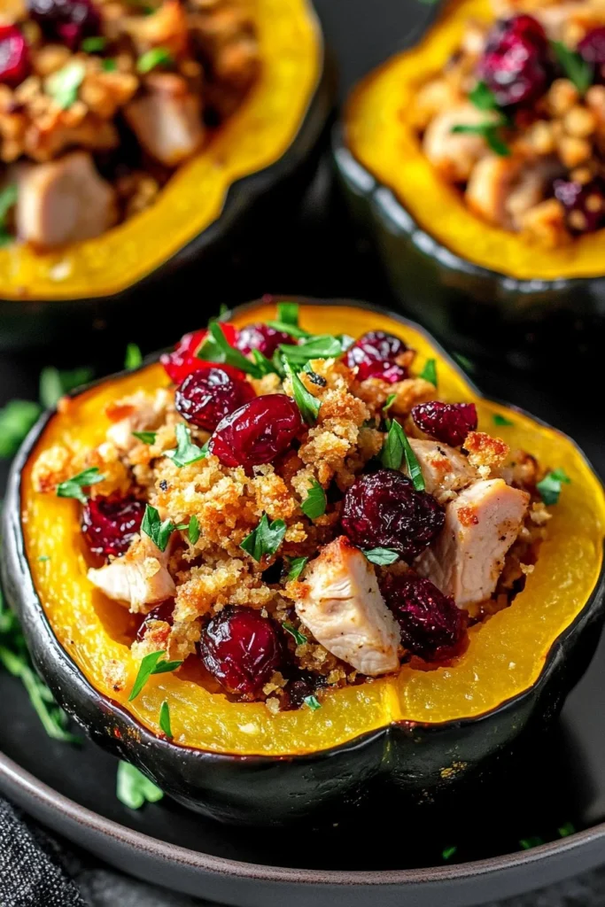 Turkey and Cranberry Stuffed Acorn Squash