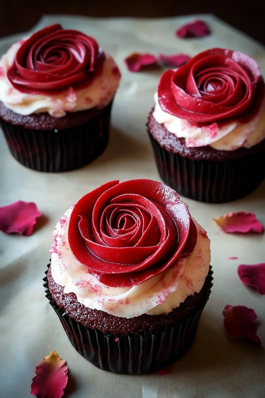 rose red velvet cupcakes