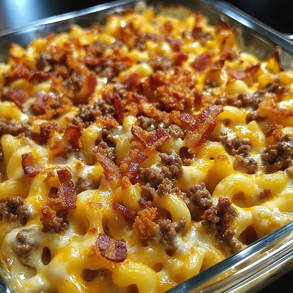 BBQ Cheeseburger Mac and Cheese Casserole