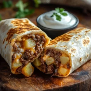 Cheesy Beef Potato Burritos