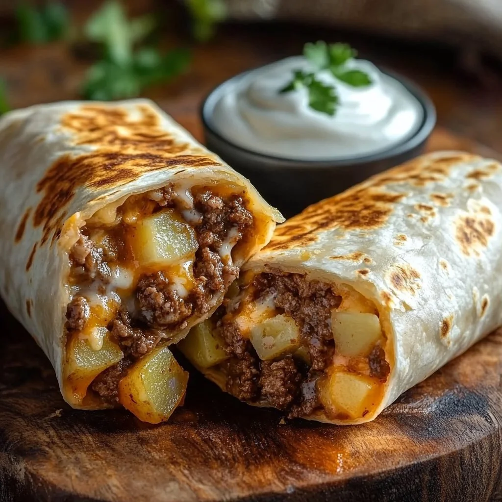 Cheesy Beef Potato Burritos