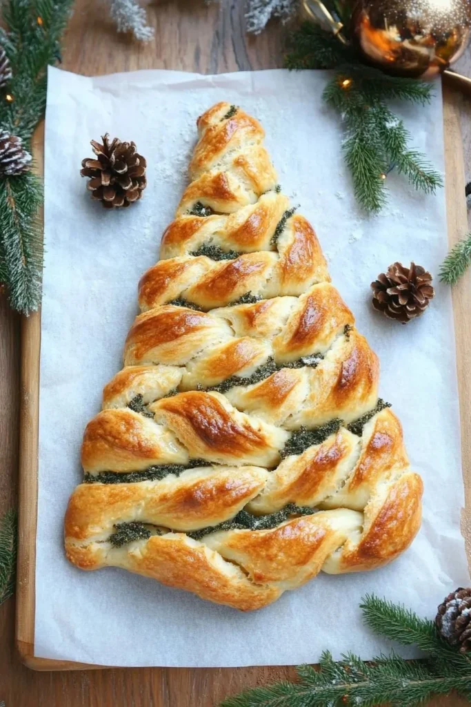Christmas Tree Spinach Dip Breadsticks
