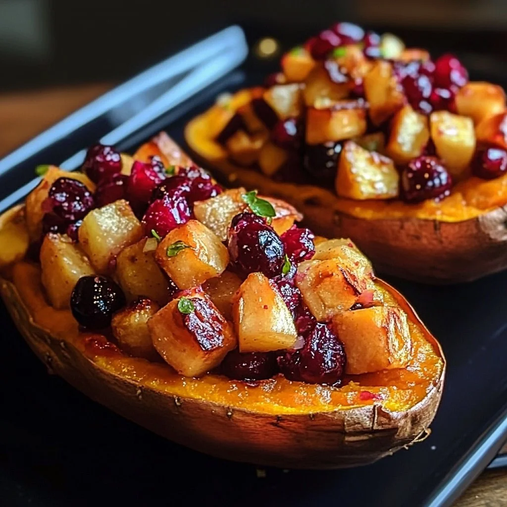 Cranberry Apple Twice-Baked Sweet Potatoes