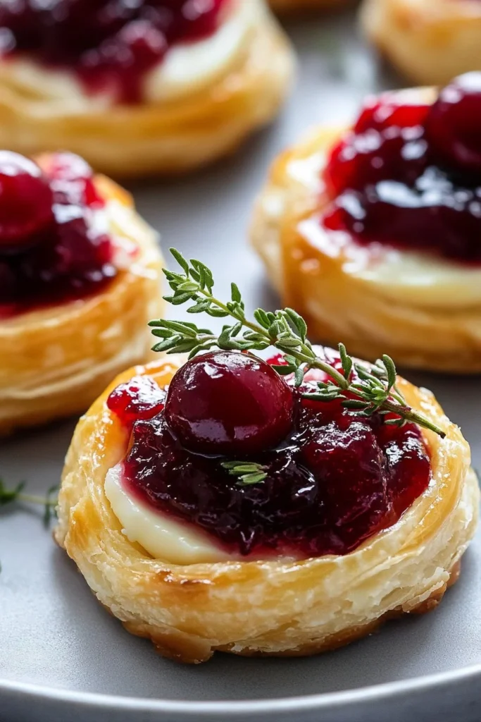 Cranberry Brie Puff Pastry Bites