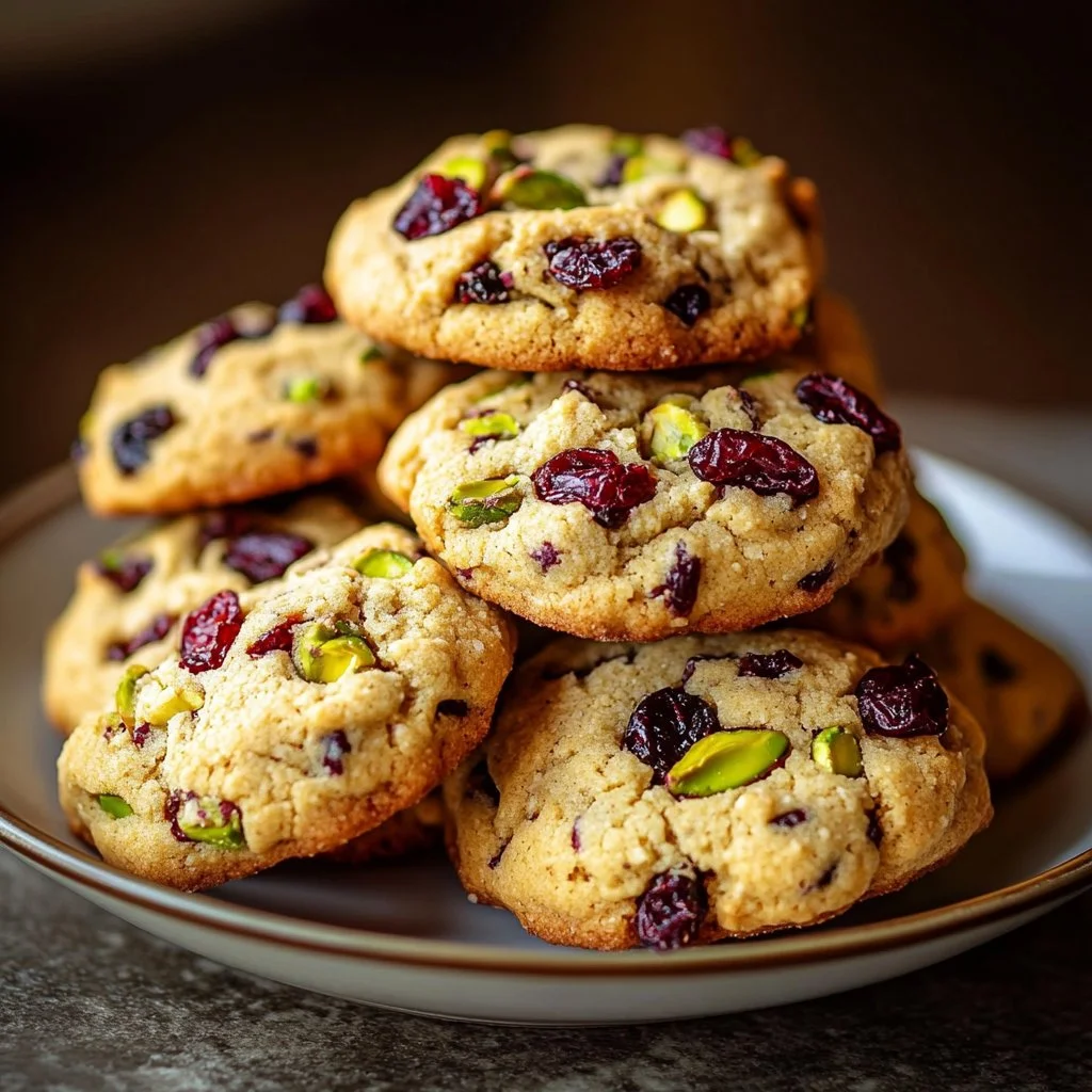 Cranberry Pistachio Shortbread Cookies