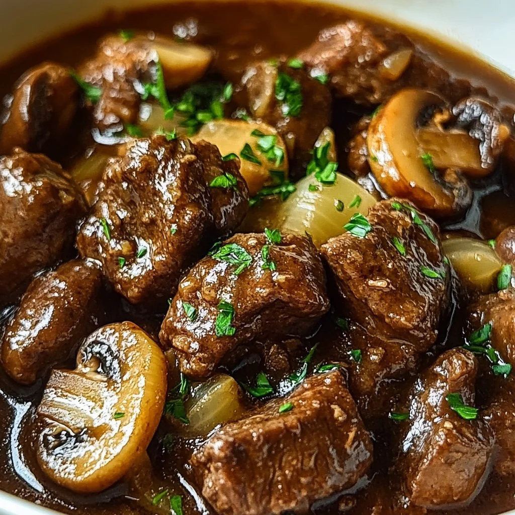 Creamy Crockpot Beef Tips with Mushrooms