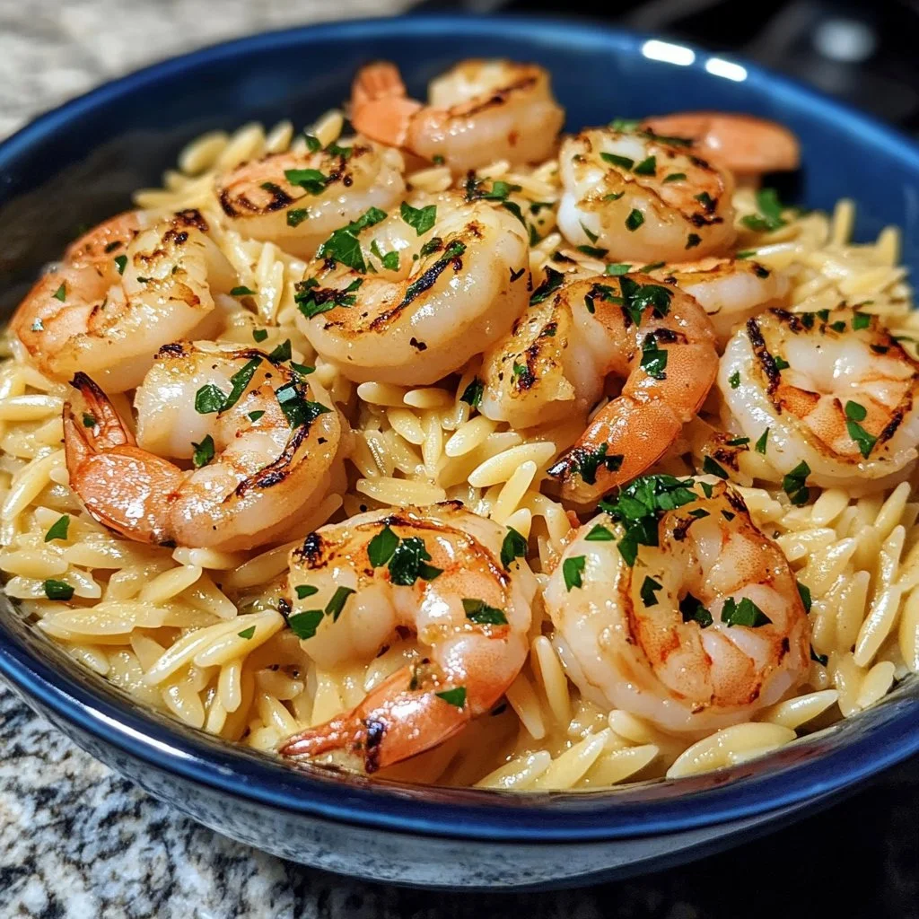 Creamy Garlic Shrimp Orzo