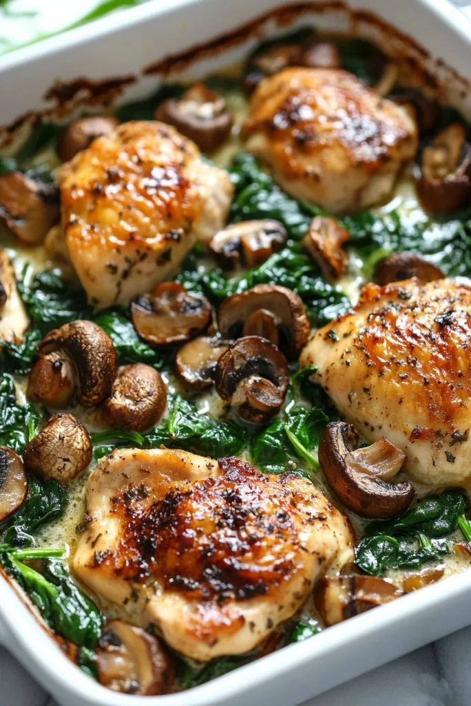 Chicken Spinach Mushroom Bake
