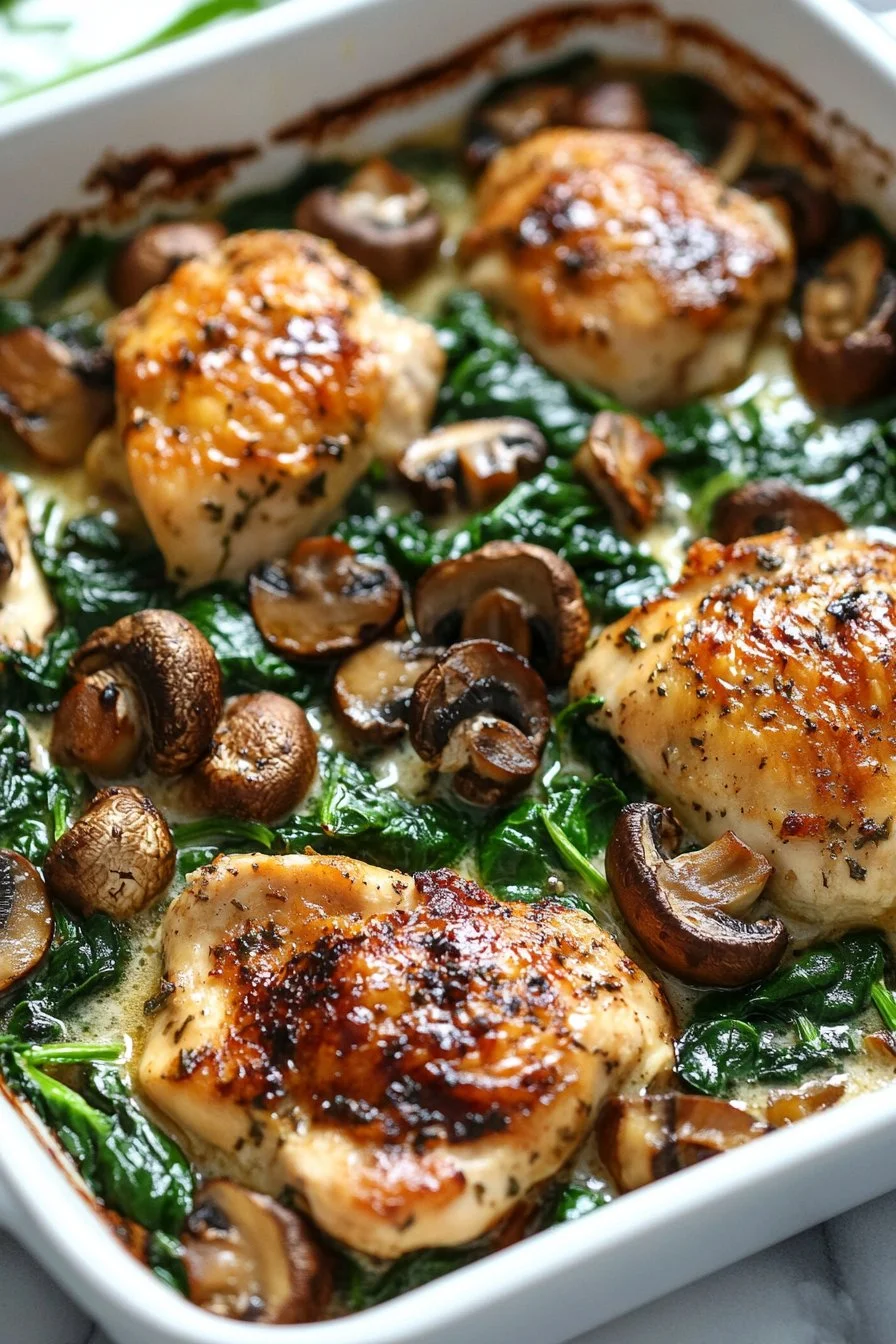 Chicken Spinach Mushroom Bake