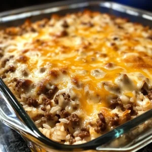 French Onion Ground Beef and Rice Casserole
