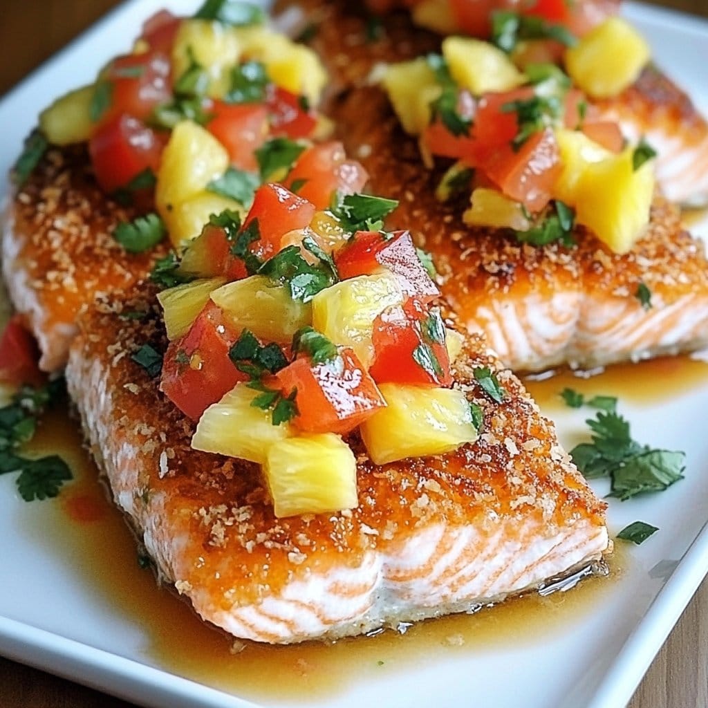 Coconut Crusted Salmon with Pineapple Salsa