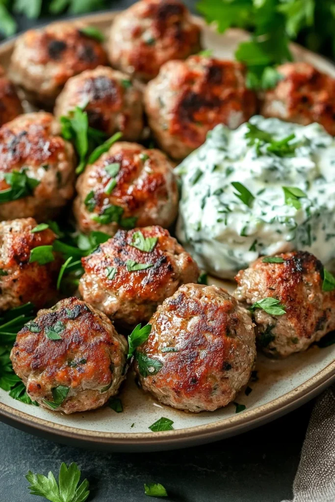 Greek Turkey Meatballs with Tzatziki