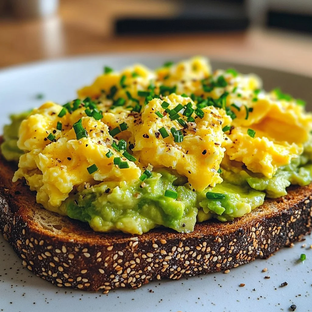 High Protein Scrambled Eggs Avocado Toast