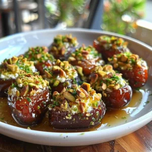 Honey Pistachio Ricotta Stuffed Dates