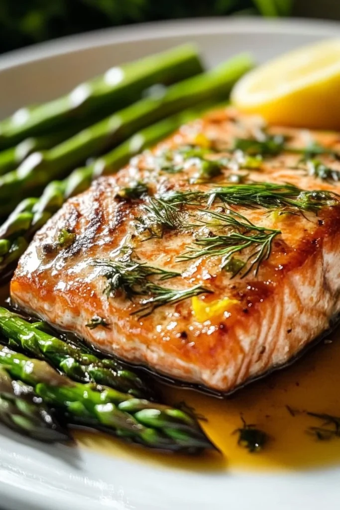Lemon Dill Roasted Salmon with Asparagus