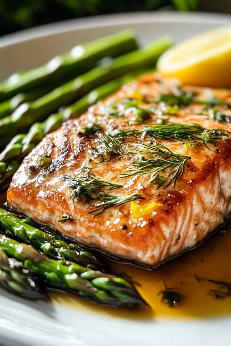 Lemon Dill Roasted Salmon with Asparagus