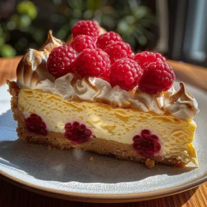 Lemon Raspberry Meringue Cheesecake