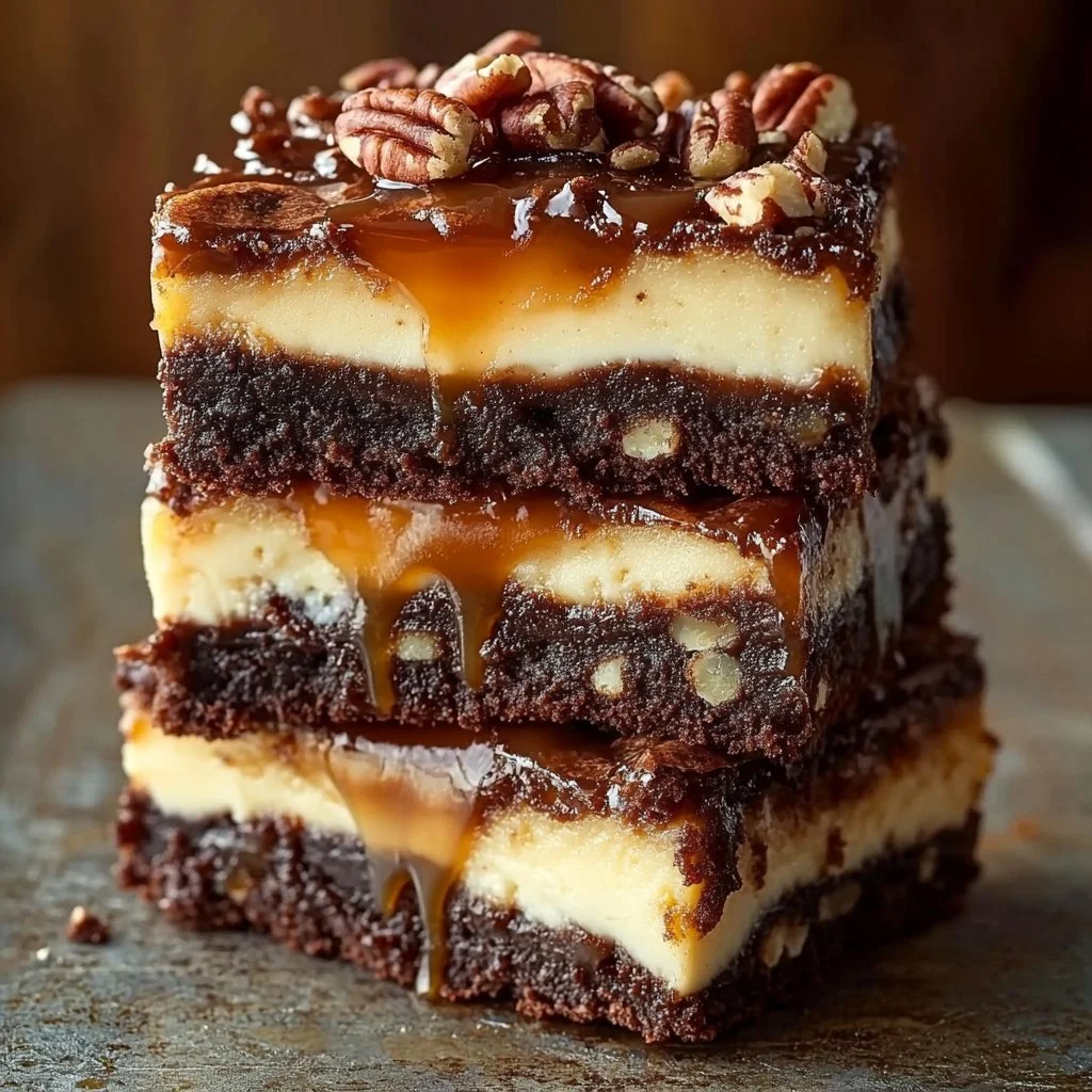Milky Way Caramel Pecan Cheesecake Brownies