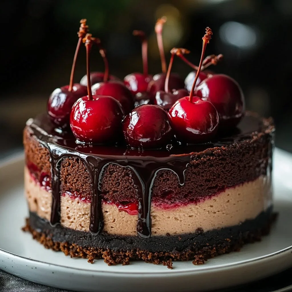 No-Bake Chocolate Cherry Cheesecake