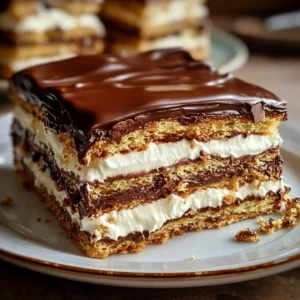 No Bake Chocolate Eclair Cake