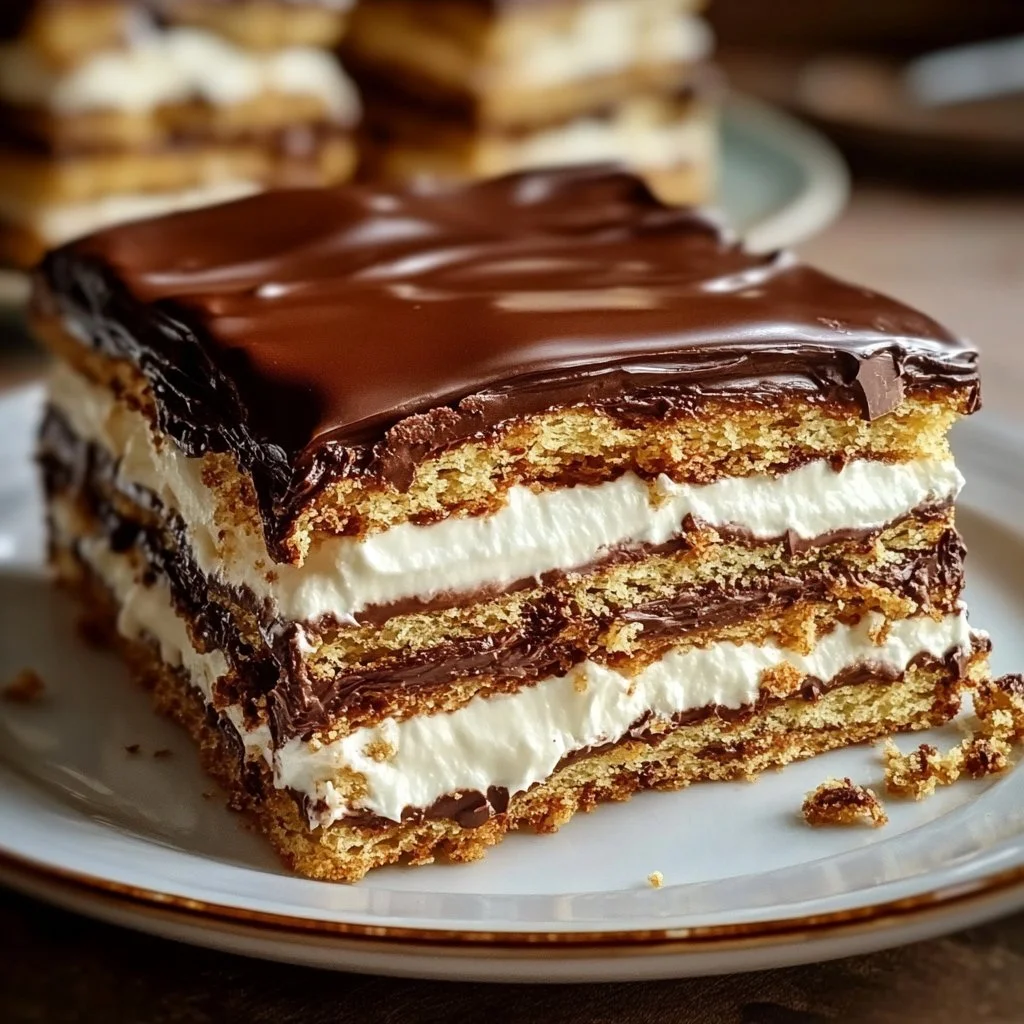 No Bake Chocolate Eclair Cake