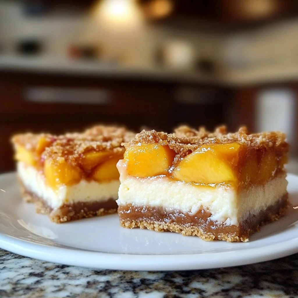 Peach Cobbler Cheesecake Bars