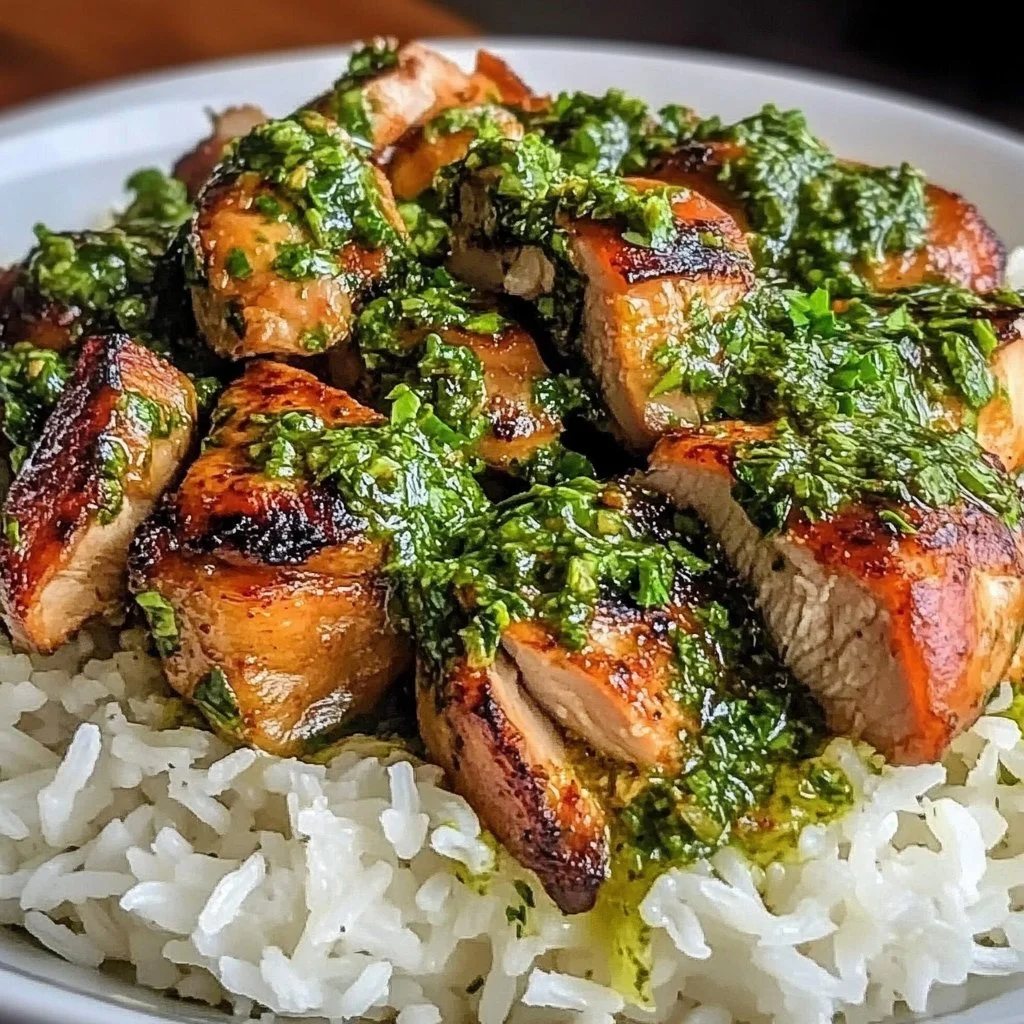 Peruvian Chicken and Rice with Green Sauce