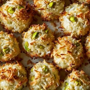 Pistachio Coconut Macaroons on a decorative plate