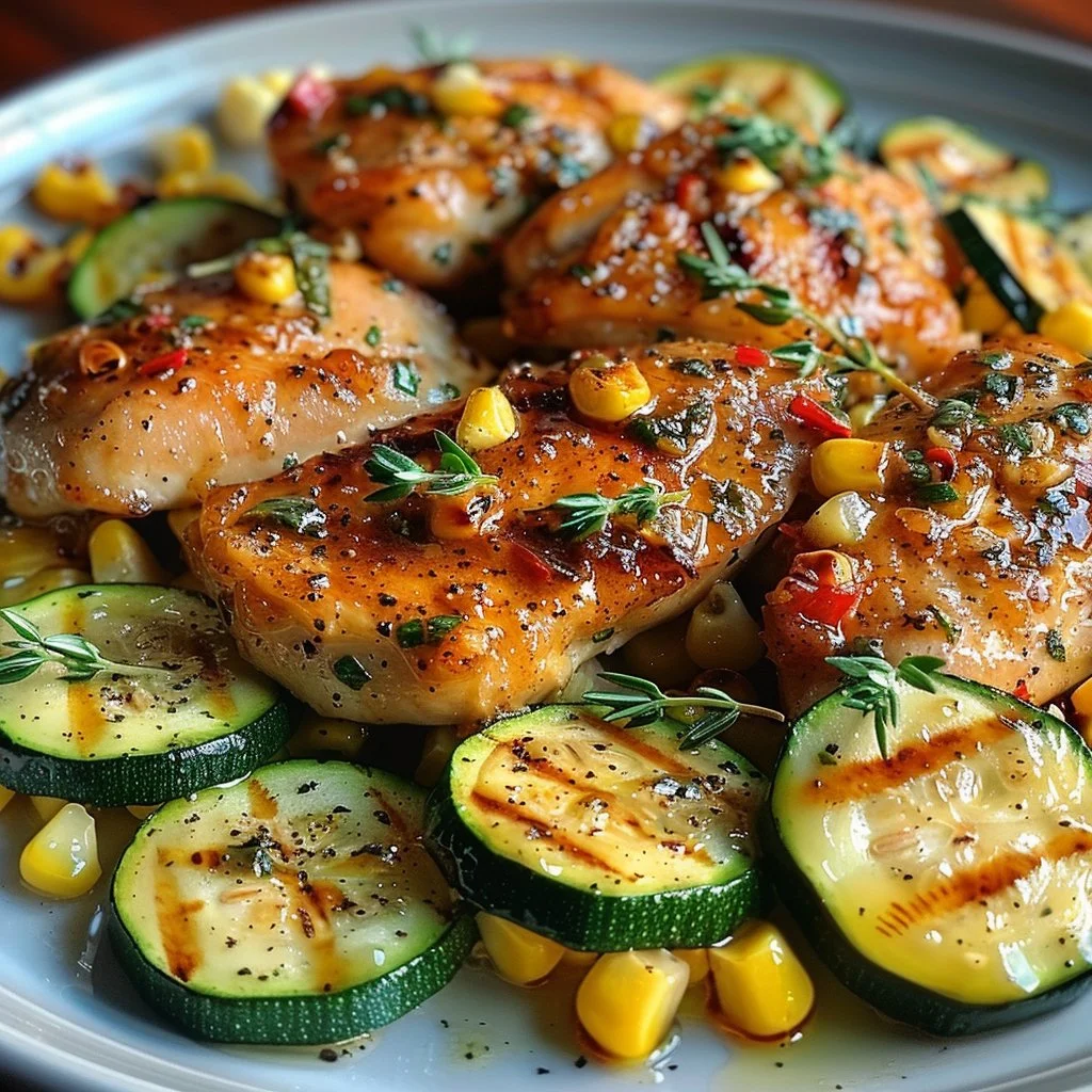 Garlic Butter Chicken with Zucchini and Corn