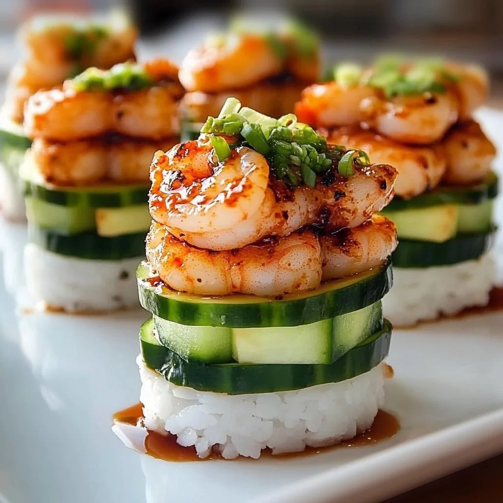 Spicy Shrimp Sushi Stacks