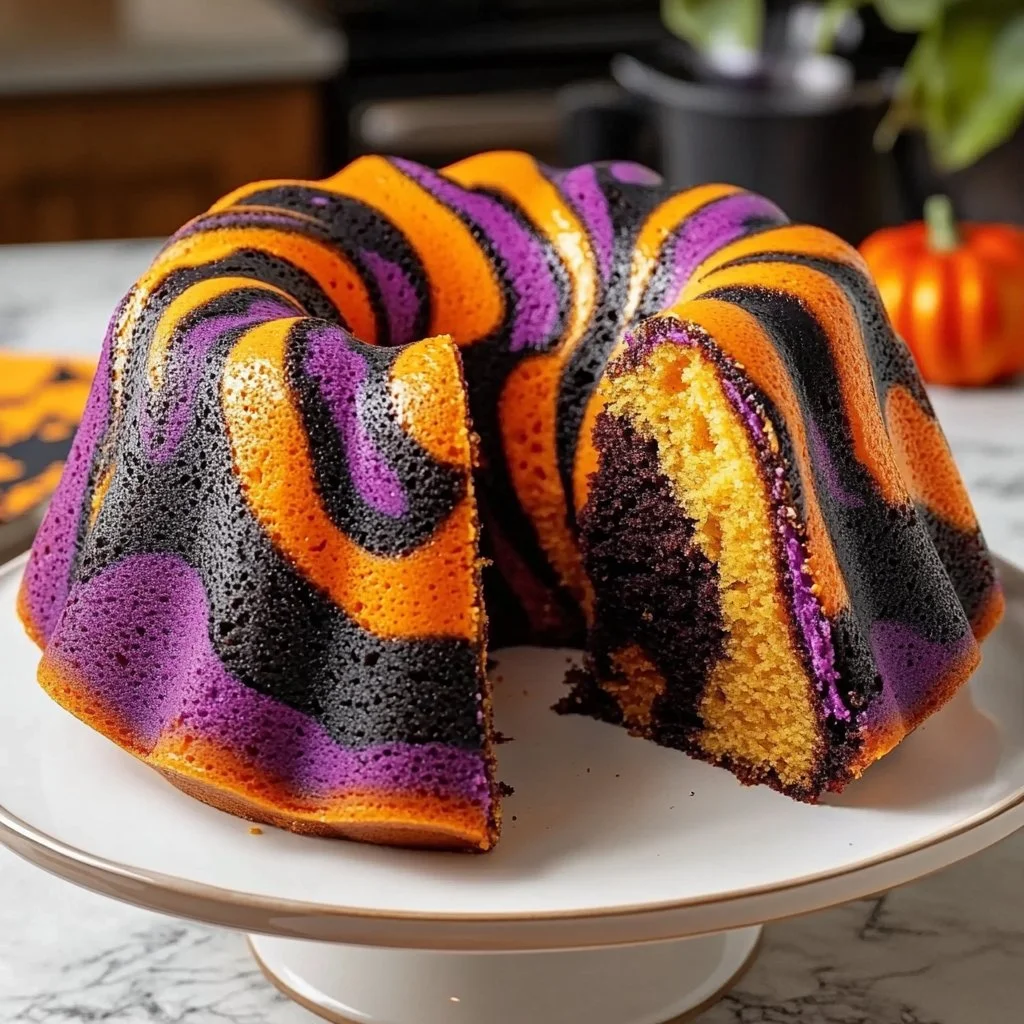Spooky Swirl Halloween Bundt Cake