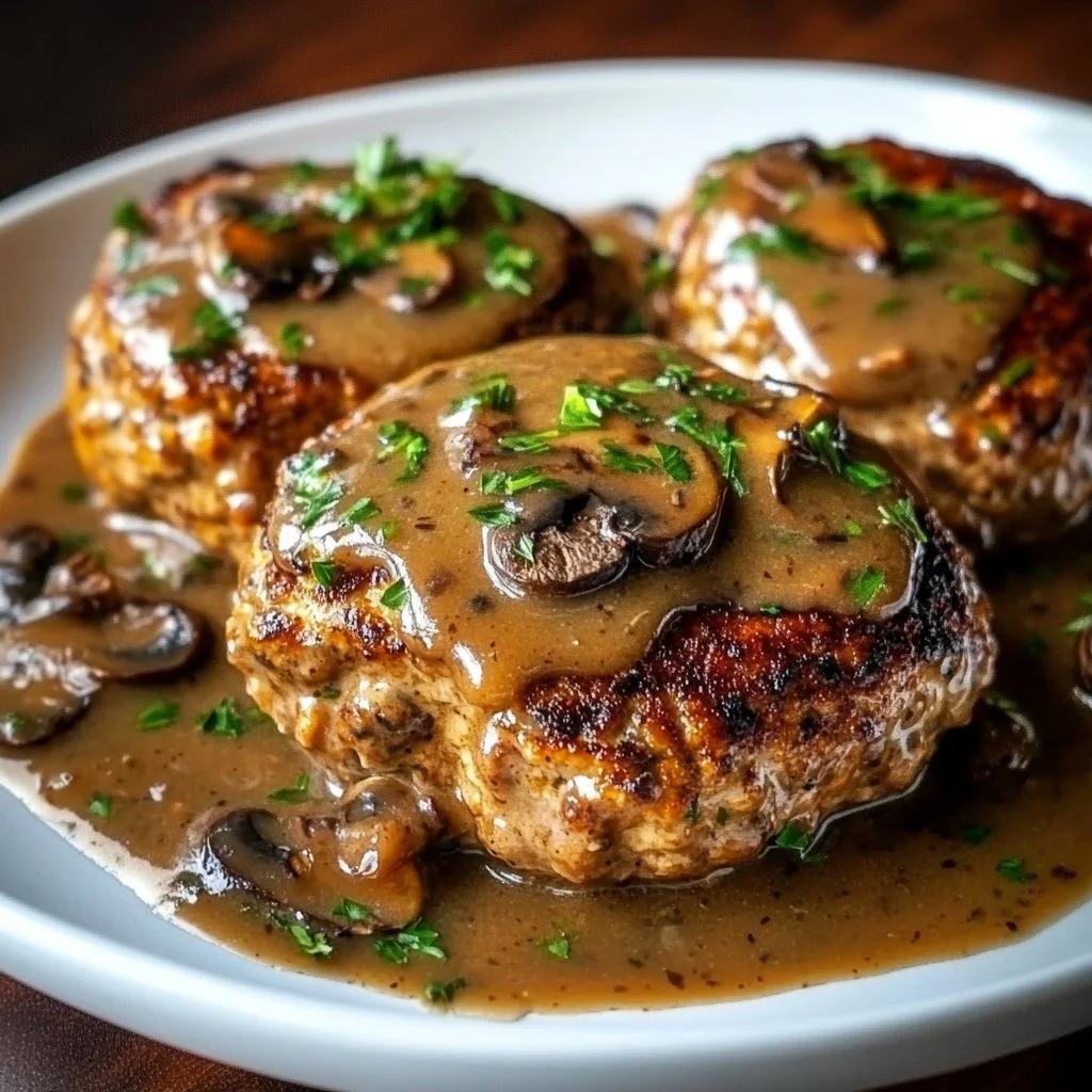 Turkey Salisbury Steaks with Mushroom Gravy