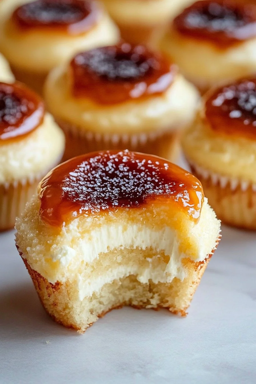 Vanilla Bean Crème Brûlée Cheesecake Cupcakes