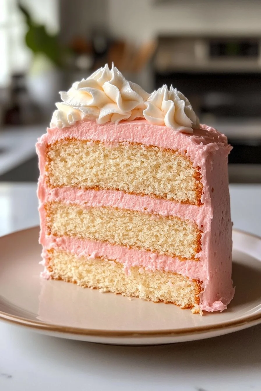 Vanilla Bean Layer Cake with Strawberry Cream