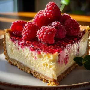 Vegan Baked Raspberry Cheesecake