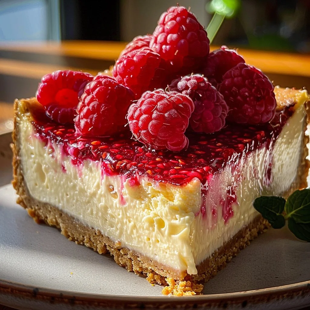 Vegan Baked Raspberry Cheesecake